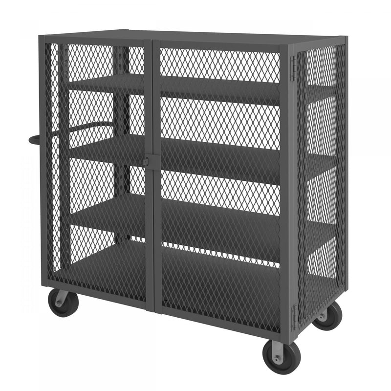 Durham Security Mesh Truck, 30 x 48, 6" x 2" Phenolic Casters, (2) Rigid, (2) Swivel