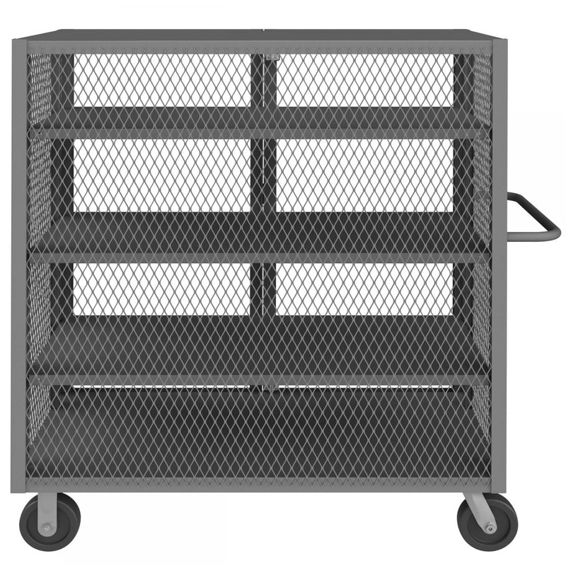 Durham Security Mesh Truck, 30 x 48, 6" x 2" Phenolic Casters, (2) Rigid, (2) Swivel