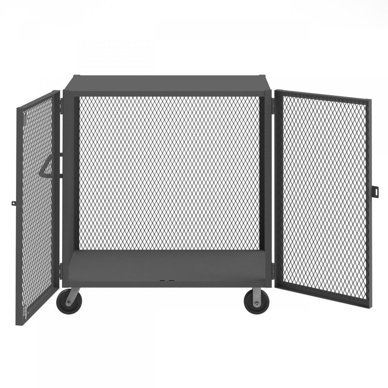 Durham Cage Truck, 30 x 48, Double Door, 6" x 2" Phenolic Casters, (2) Rigid, (2) Swivel, Low Deck
