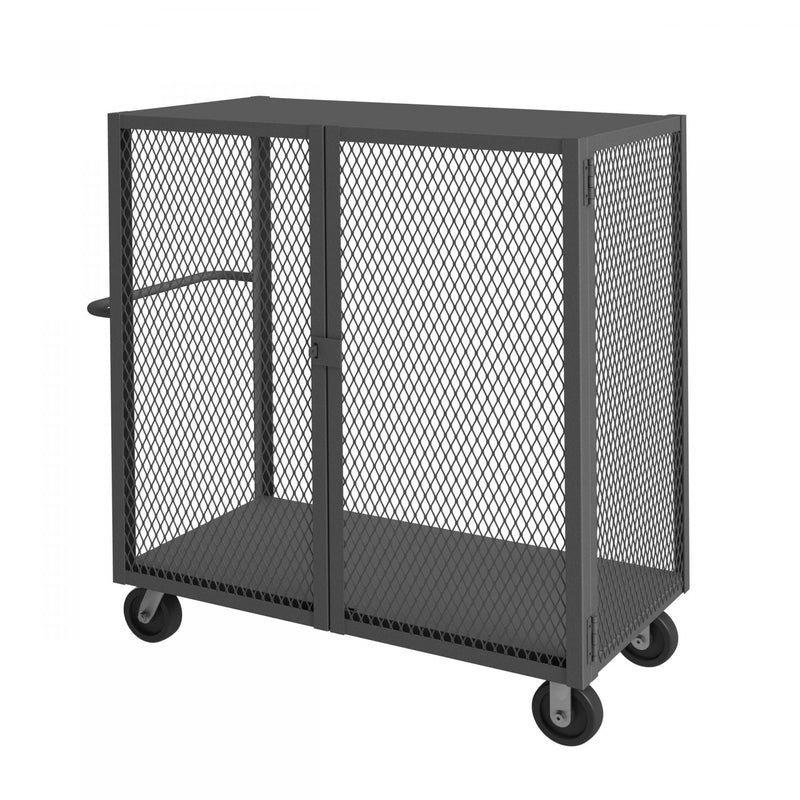 Durham Cage Truck, 30 x 48, Double Door, 6" x 2" Phenolic Casters, (2) Rigid, (2) Swivel, Low Deck