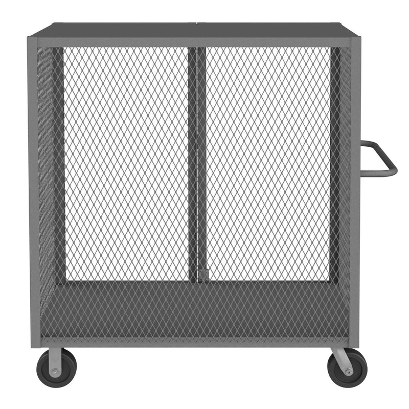 Durham Cage Truck, 30 x 48, Double Door, 6" x 2" Phenolic Casters, (2) Rigid, (2) Swivel, Low Deck