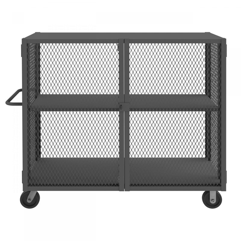 Durham Security Mesh Truck, 30 x 60, 6" x 2" Phenolic Casters, (2) Rigid, (2) Swivel, Gray