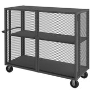Durham Security Mesh Truck, 30 x 60, 6" x 2" Phenolic Casters, (2) Rigid, (2) Swivel, Gray