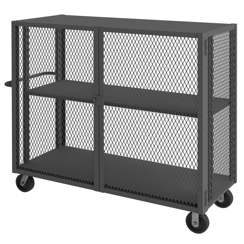 Durham Security Mesh Truck, 30 x 60, 6" x 2" Phenolic Casters, (2) Rigid, (2) Swivel, Gray