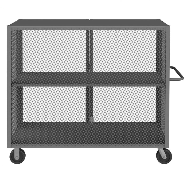 Durham Security Mesh Truck, 30 x 60, 6" x 2" Phenolic Casters, (2) Rigid, (2) Swivel, Gray
