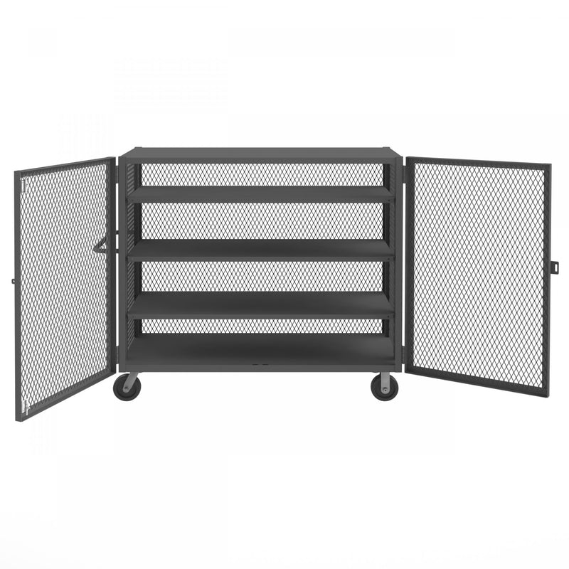 Durham Security Mesh Truck, 30 x 60, 6" x 2" Phenolic Casters, (2) Rigid, (2) Swivel