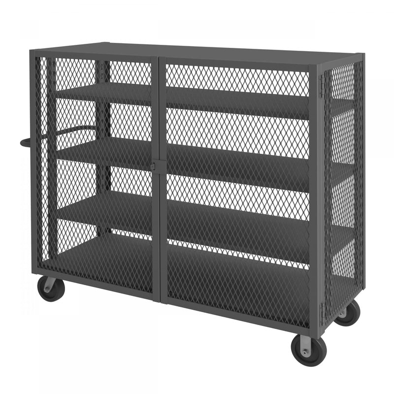 Durham Security Mesh Truck, 30 x 60, 6" x 2" Phenolic Casters, (2) Rigid, (2) Swivel