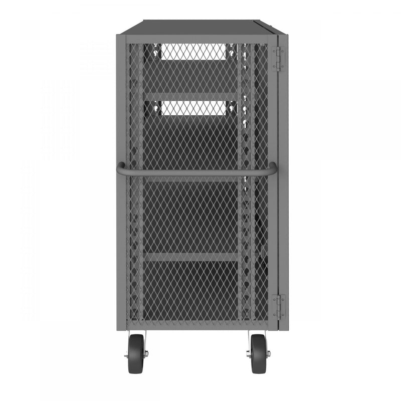 Durham Security Mesh Truck, 30 x 60, 6" x 2" Phenolic Casters, (2) Rigid, (2) Swivel