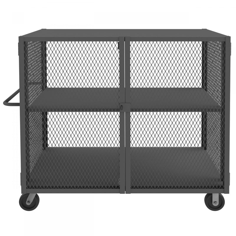 Durham Security Mesh Truck, 36 x 60, 6" x 2" Phenolic Casters, (2) Rigid, (2) Swivel
