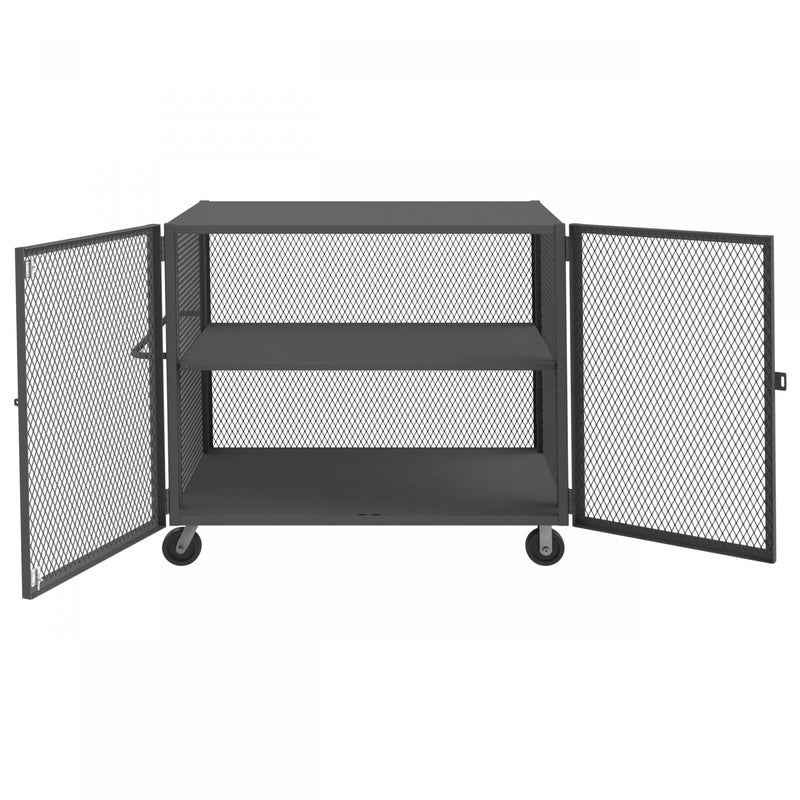 Durham Security Mesh Truck, 36 x 60, 6" x 2" Phenolic Casters, (2) Rigid, (2) Swivel