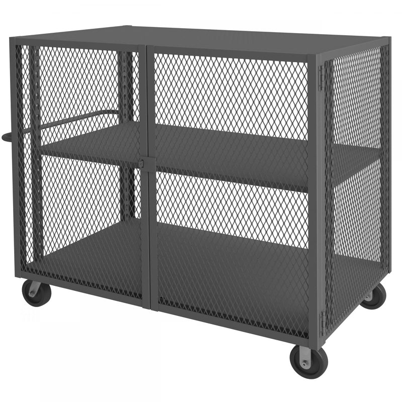 Durham Security Mesh Truck, 36 x 60, 6" x 2" Phenolic Casters, (2) Rigid, (2) Swivel