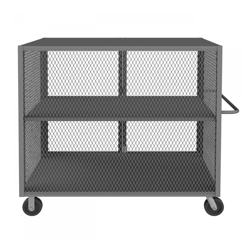 Durham Security Mesh Truck, 36 x 60, 6" x 2" Phenolic Casters, (2) Rigid, (2) Swivel