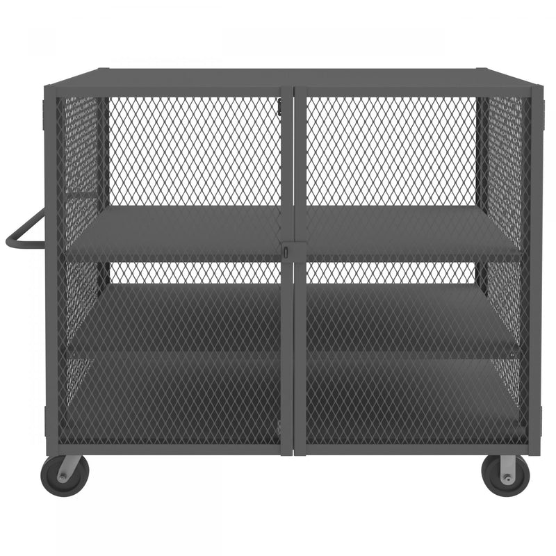 Durham Security Mesh Truck, 36 x 60, 6" x 2" Phenolic Casters, (2) Rigid, (2) Swivel