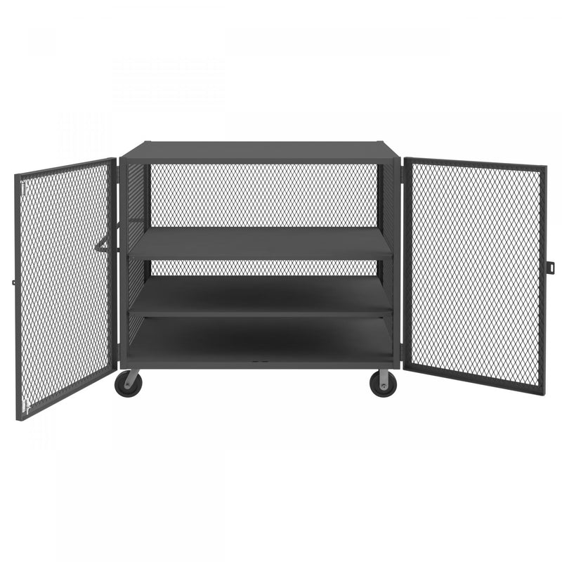 Durham Security Mesh Truck, 36 x 60, 6" x 2" Phenolic Casters, (2) Rigid, (2) Swivel