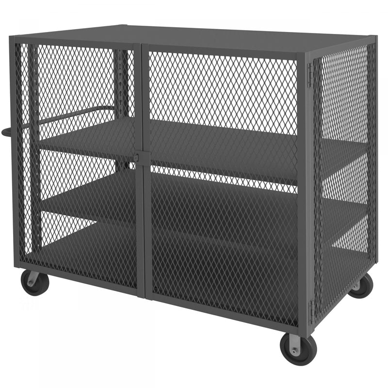 Durham Security Mesh Truck, 36 x 60, 6" x 2" Phenolic Casters, (2) Rigid, (2) Swivel