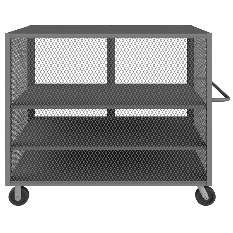 Durham Security Mesh Truck, 36 x 60, 6" x 2" Phenolic Casters, (2) Rigid, (2) Swivel