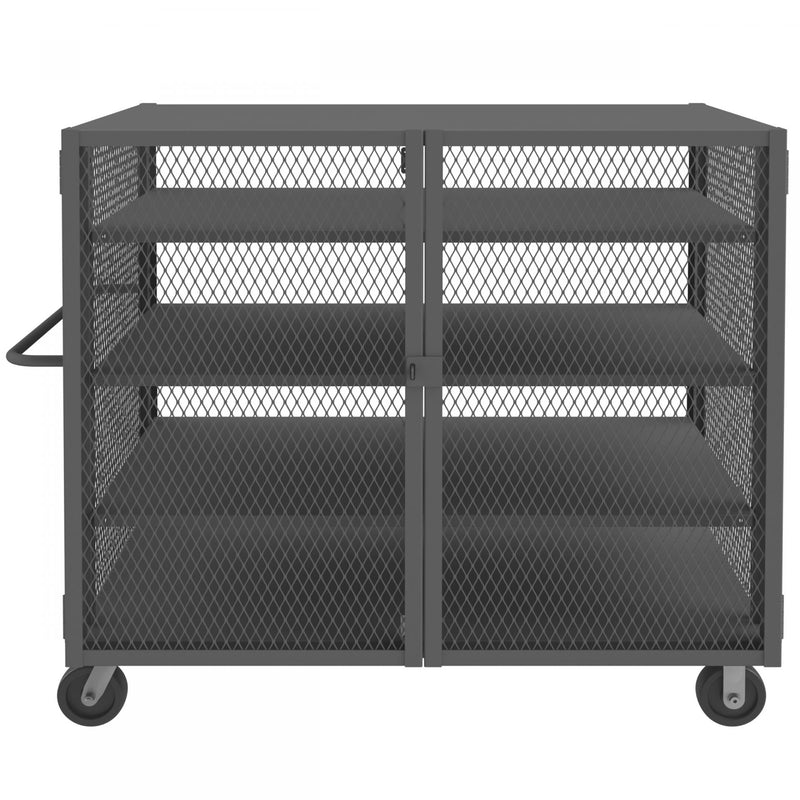 Durham Security Mesh Truck, 36 x 60, 6" x 2" Phenolic Casters, (2) Rigid, (2) Swivel