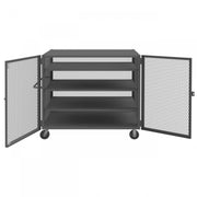 Durham Security Mesh Truck, 36 x 60, 6" x 2" Phenolic Casters, (2) Rigid, (2) Swivel