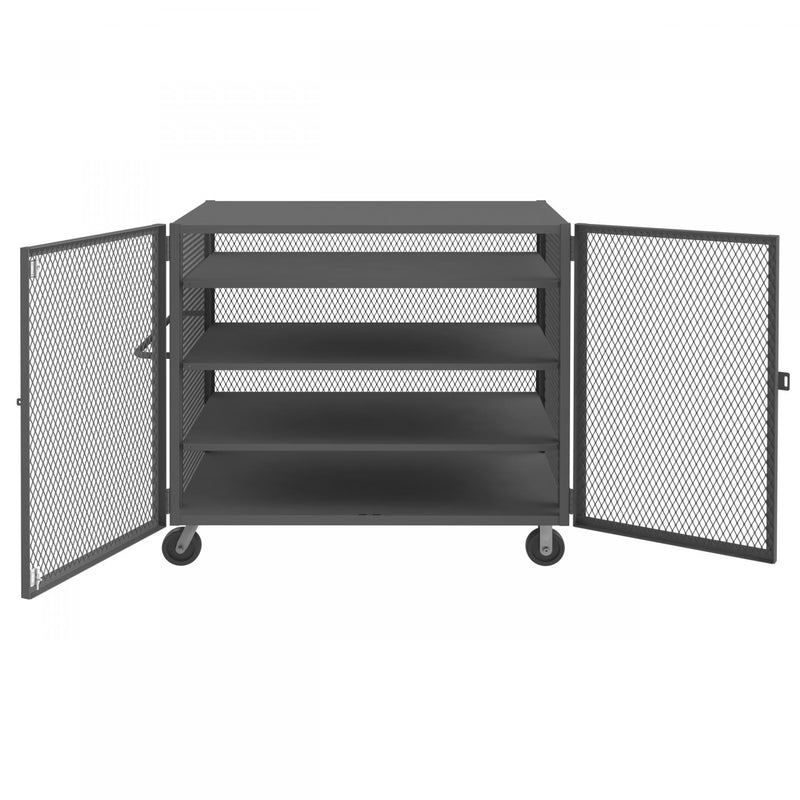 Durham Security Mesh Truck, 36 x 60, 6" x 2" Phenolic Casters, (2) Rigid, (2) Swivel