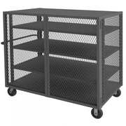Durham Security Mesh Truck, 36 x 60, 6" x 2" Phenolic Casters, (2) Rigid, (2) Swivel
