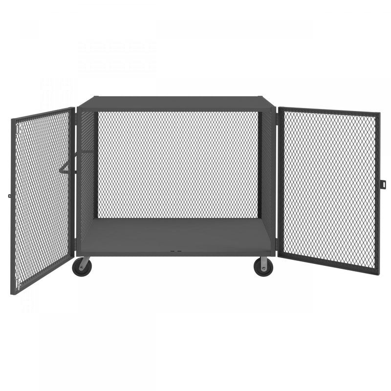 Durham Cage Truck, 36 x 60, Double Door, 6" x 2" Phenolic Casters, (2) Rigid, (2) Swivel, Low Deck