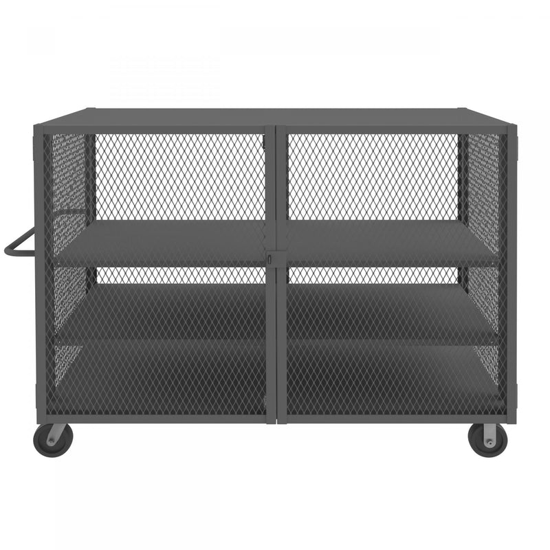 Durham Security Mesh Truck, 36 x 72, 6" x 2" Phenolic Casters, (2) Rigid, (2) Swivel