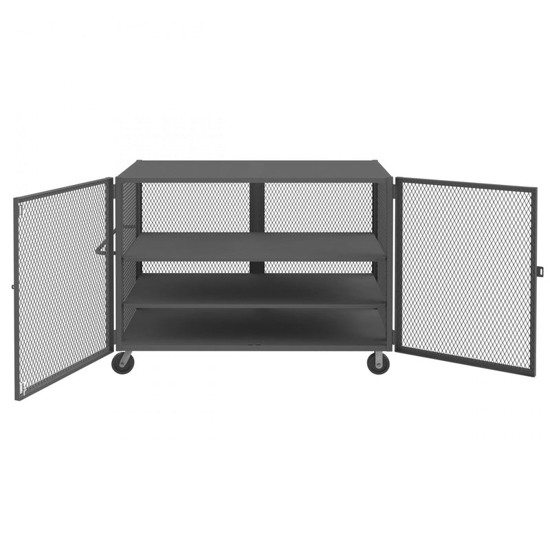 Durham Security Mesh Truck, 36 x 72, 6" x 2" Phenolic Casters, (2) Rigid, (2) Swivel