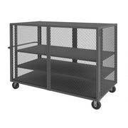 Durham Security Mesh Truck, 36 x 72, 6" x 2" Phenolic Casters, (2) Rigid, (2) Swivel