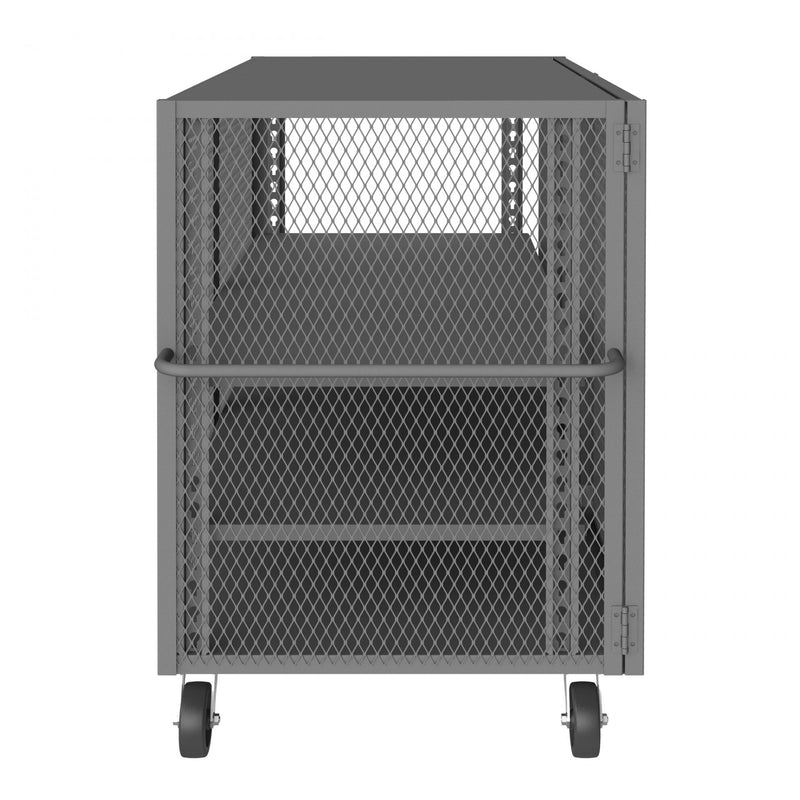 Durham Security Mesh Truck, 36 x 72, 6" x 2" Phenolic Casters, (2) Rigid, (2) Swivel