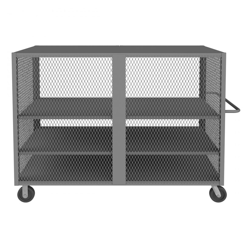 Durham Security Mesh Truck, 36 x 72, 6" x 2" Phenolic Casters, (2) Rigid, (2) Swivel