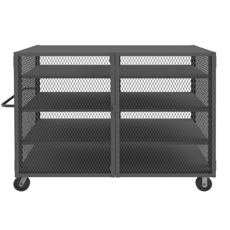 Durham Security Mesh Truck, 36 x 72, 6" x 2" Phenolic Casters, (2) Rigid, (2) Swivel