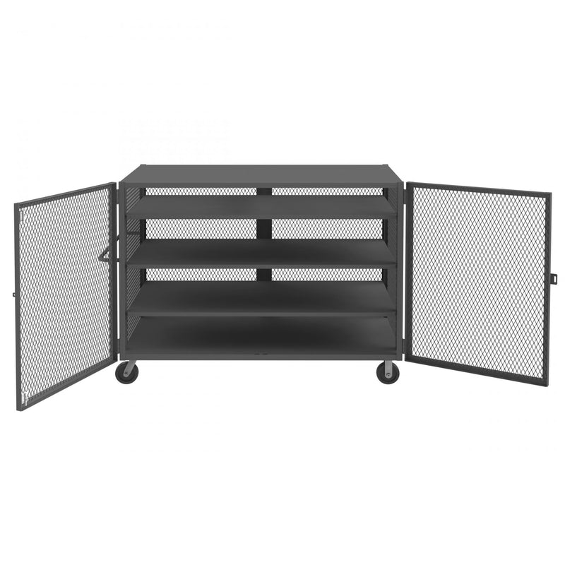 Durham Security Mesh Truck, 36 x 72, 6" x 2" Phenolic Casters, (2) Rigid, (2) Swivel