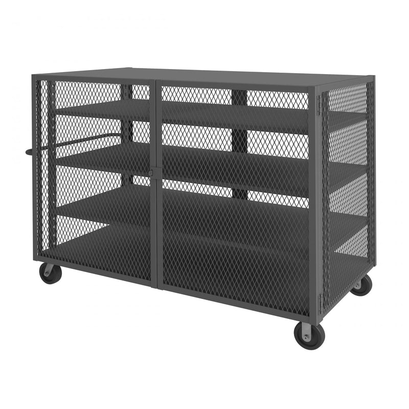 Durham Security Mesh Truck, 36 x 72, 6" x 2" Phenolic Casters, (2) Rigid, (2) Swivel