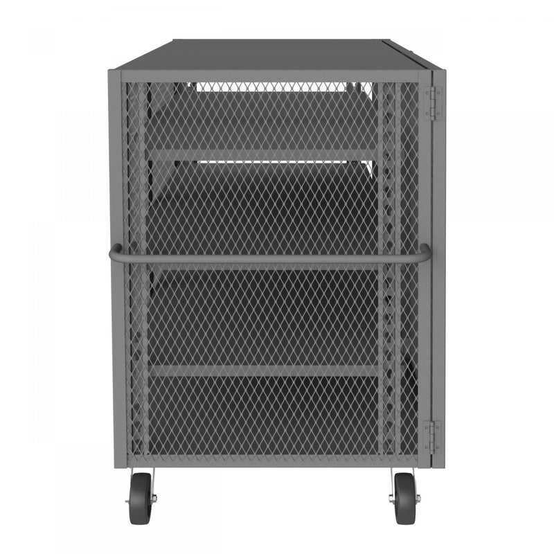 Durham Security Mesh Truck, 36 x 72, 6" x 2" Phenolic Casters, (2) Rigid, (2) Swivel