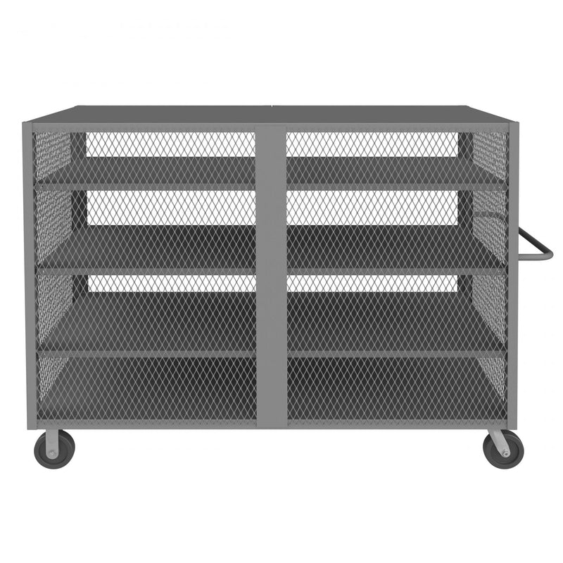 Durham Security Mesh Truck, 36 x 72, 6" x 2" Phenolic Casters, (2) Rigid, (2) Swivel