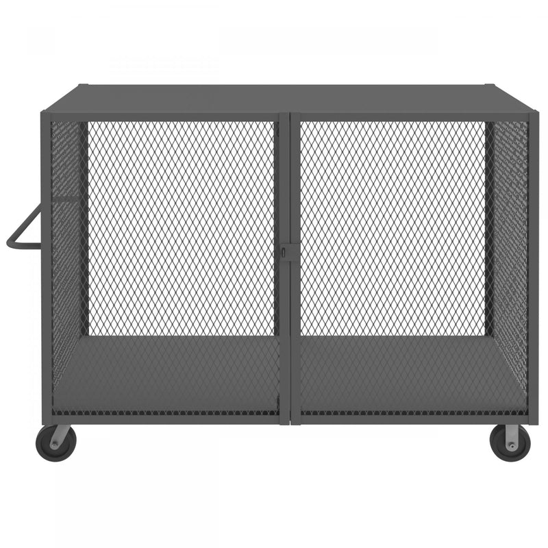 Durham Cage Truck, 36 x 72, Double Door, 6" x 2" Phenolic Casters, (2) Rigid, (2) Swivel, Low Deck