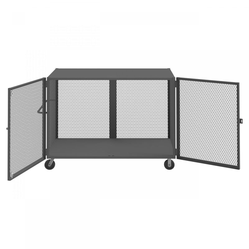 Durham Cage Truck, 36 x 72, Double Door, 6" x 2" Phenolic Casters, (2) Rigid, (2) Swivel, Low Deck