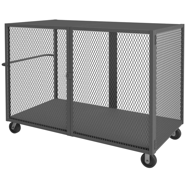 Durham Cage Truck, 36 x 72, Double Door, 6" x 2" Phenolic Casters, (2) Rigid, (2) Swivel, Low Deck