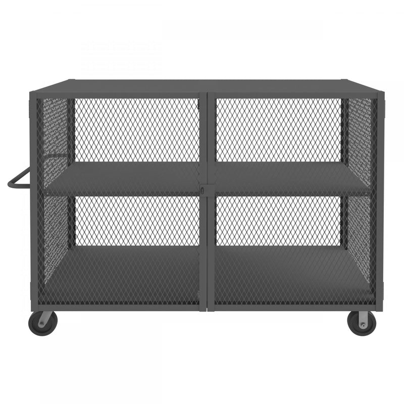 Durham Security Mesh Truck, 44 x 74, 6" x 2" Phenolic Casters, (2) Rigid, (2) Swivel