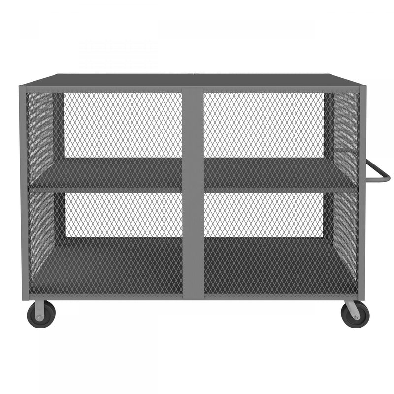 Durham Security Mesh Truck, 44 x 74, 6" x 2" Phenolic Casters, (2) Rigid, (2) Swivel