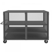 Durham Security Mesh Truck, 44 x 74, 6" x 2" Phenolic Casters, (2) Rigid, (2) Swivel