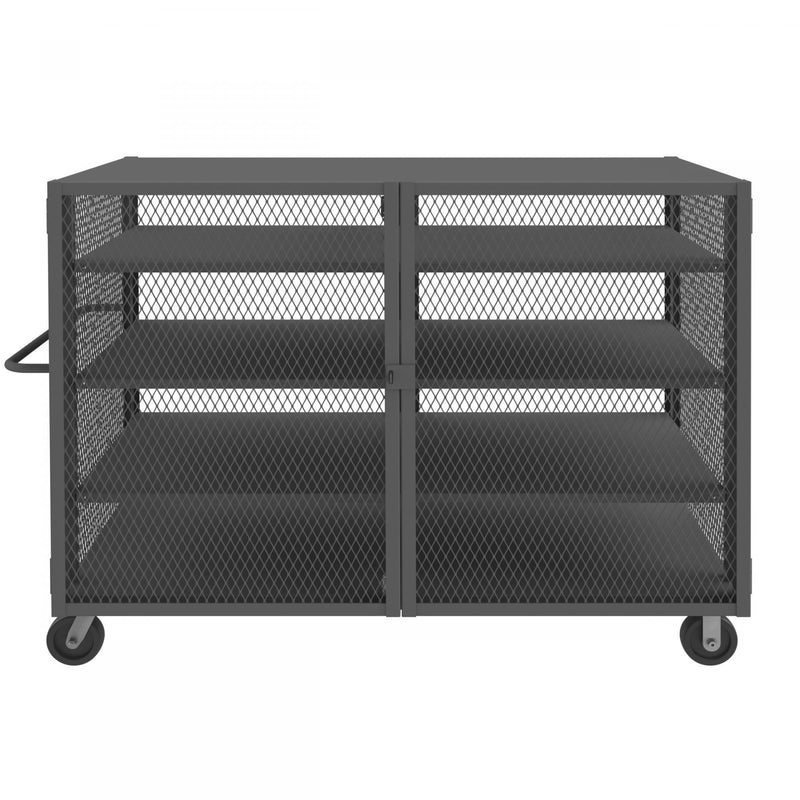 Durham Security Mesh Truck, 44 x 74, 6" x 2" Phenolic Casters, (2) Rigid, (2) Swivel
