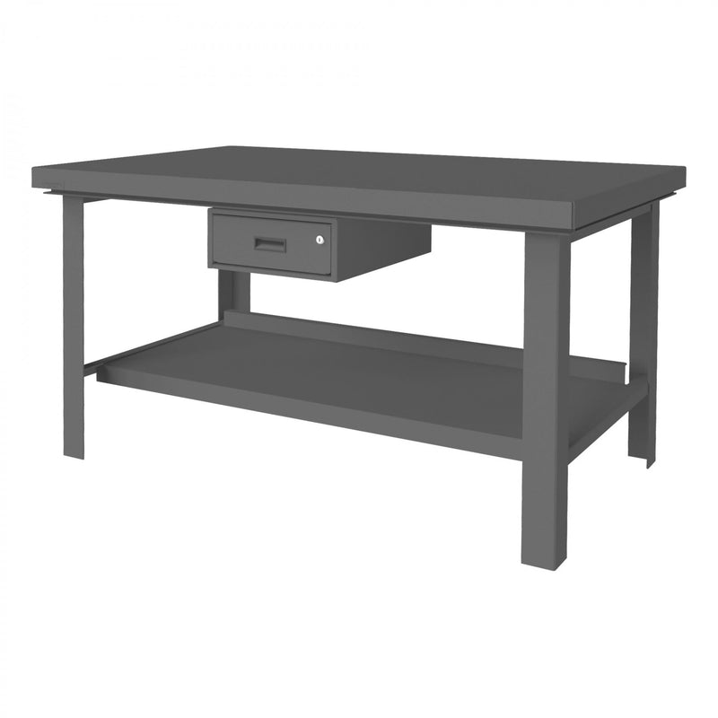 Durham Extra Heavy Duty Workbench, 60 x 36, 1/4" Steel Top with Angle Iron Frame