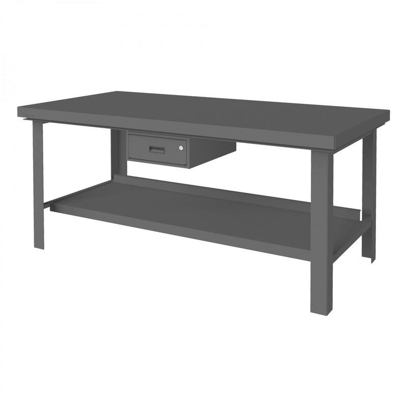 Durham Extra Heavy Duty Workbench, 72 x 36, 1/4" Steel Top with Angle Iron Frame