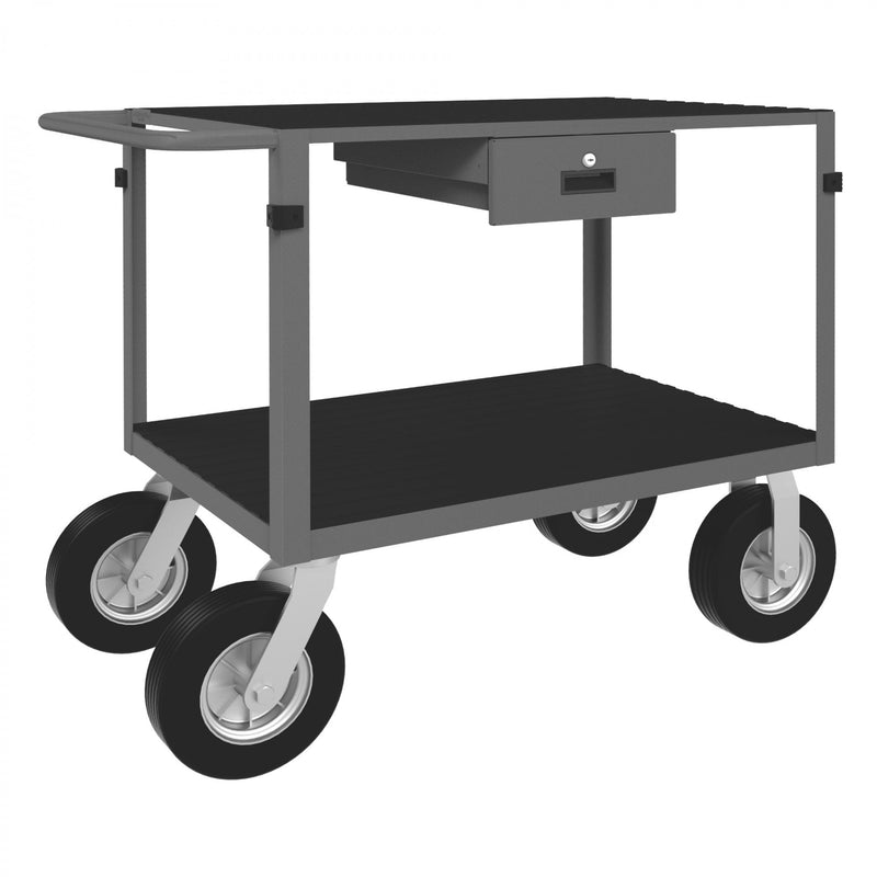 Durham Instrument Cart, 14 Gauge Steel, 2  Shelves, 24 x 36, 1000 lbs. Capacity, Gray