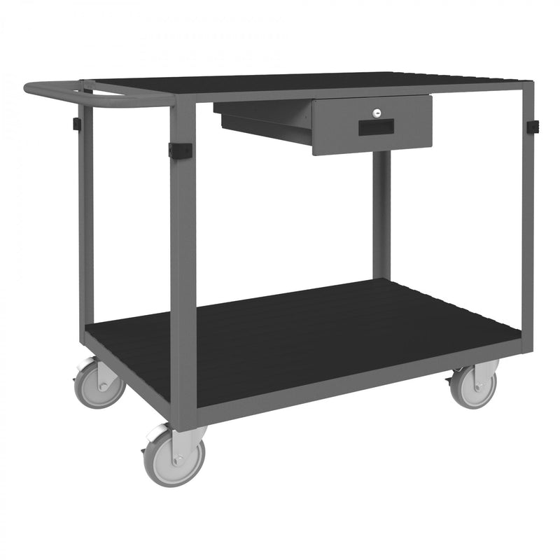 Durham Instrument Cart, 14 Gauge Steel, 2  Shelves, 24 x 36, 1000 lbs. Capacity, Gray