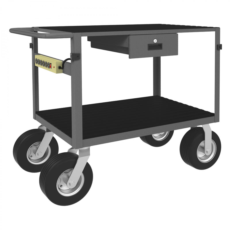 Durham Instrument Cart, 14 Gauge Steel, 2  Shelves, 24 x 36, 1000 lbs. Capacity, Gray