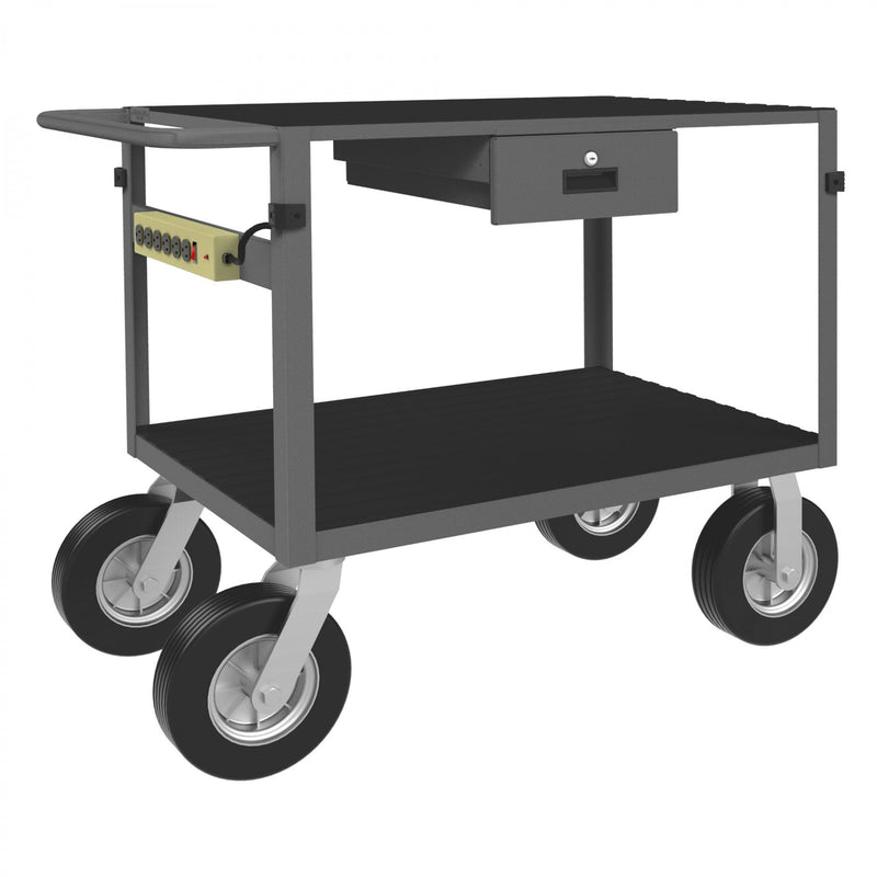 Durham Instrument Cart, 14 Gauge Steel, 2  Shelves, 24 x 36, 1000 lbs. Capacity, Gray