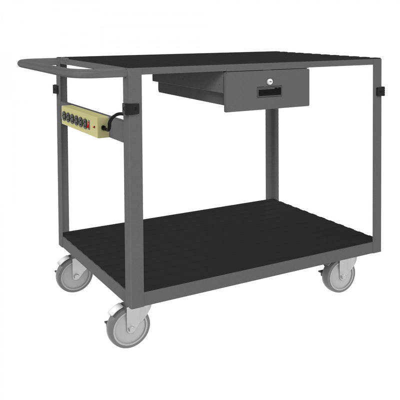 Durham Instrument Cart, 14 Gauge Steel, 2  Shelves, 24 x 36, 1000 lbs. Capacity, Gray