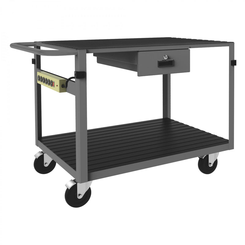 Durham Instrument Cart, 14 Gauge Steel, 2  Shelves, 24 x 36, 1000 lbs. Capacity, Gray